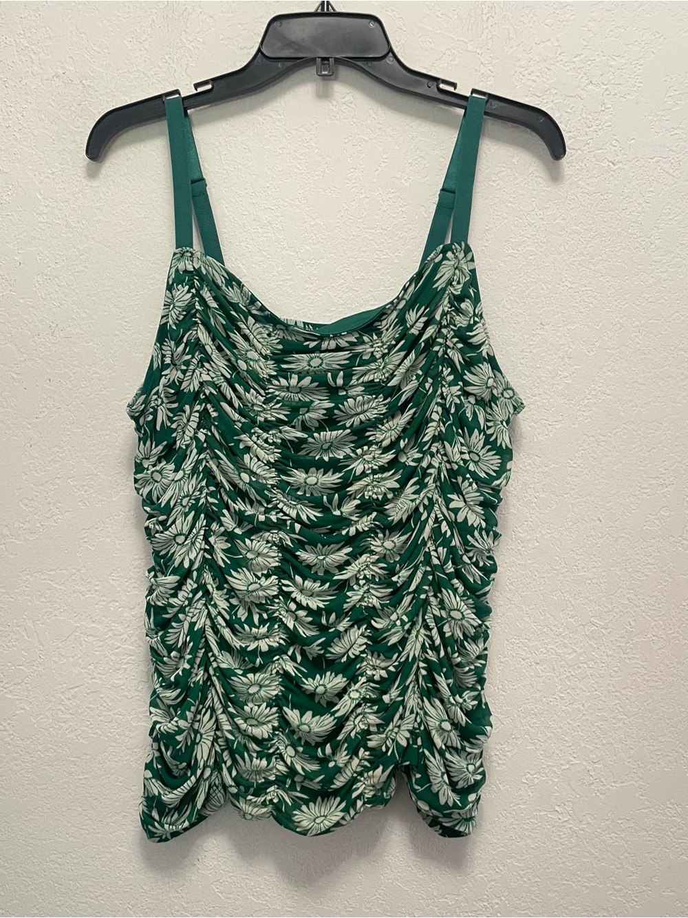 Torrid Stretch Mesh Cropped Shirred Cami Top Size 2X Green Sleeveless Adjustable